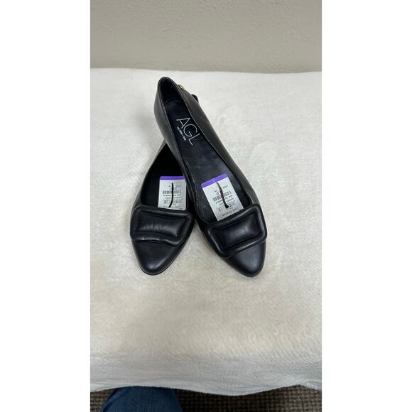 AGL Black Leather Pointed Toe Ballet Flats - Picture 6 of 8